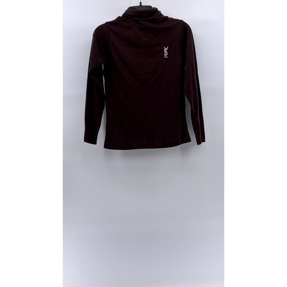 YSL, YVES SAINT LAURENT Women's Brown Pullover Long Sleeve Turtleneck Top SZ M